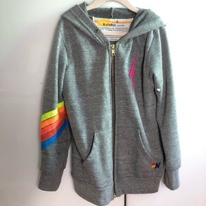 KID'S HOODIE by Aviator Nation- HEATHER GREY, Size 8 y.o.